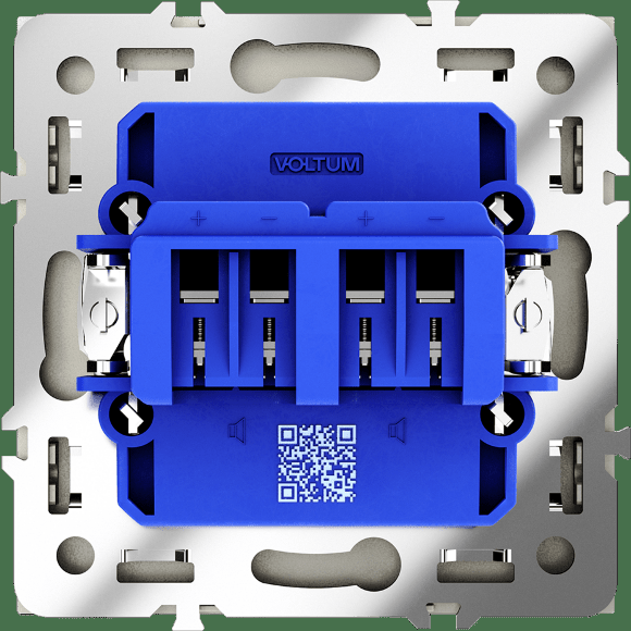 VLS060304 Розетка акустическая 4-местная для подключения динамиков и других звуковоспроизводящих устройств (для проводов сечением 0,5 — 4 ММ²) шелкового цвета VOLTUM S70 (шелк)