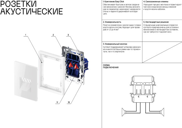 VLS060304 Розетка акустическая 4-местная для подключения динамиков и других звуковоспроизводящих устройств (для проводов сечением 0,5 — 4 ММ²) шелкового цвета VOLTUM S70 (шелк)