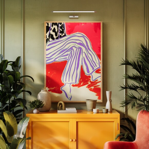 Декоративная подсветка Maytoni Fino MIR003WL-L16CH LED 16Вт 3000K 1200Лм 120° CRI80 хром, настенный светильник для картин и зеркал, поворотный вверх-вниз плафон, ширина 720 мм, современный интерьер