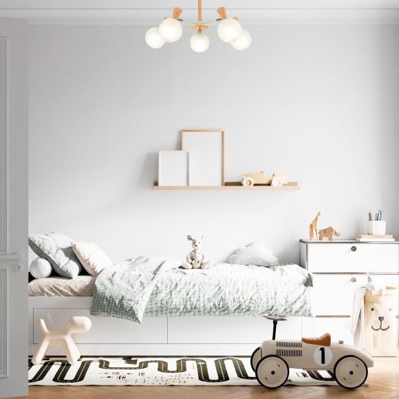 SLE220702-08 Светильник потолочный Белый, Светлое дерево/Белый E14 8*40W CATANIA