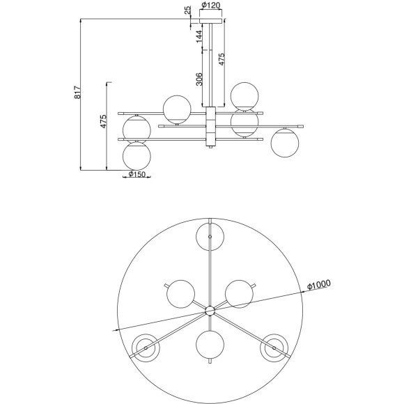 Подвесной светильник Maytoni MOD048PL-06G Подвесной светильник Maytoni MOD048PL-06G