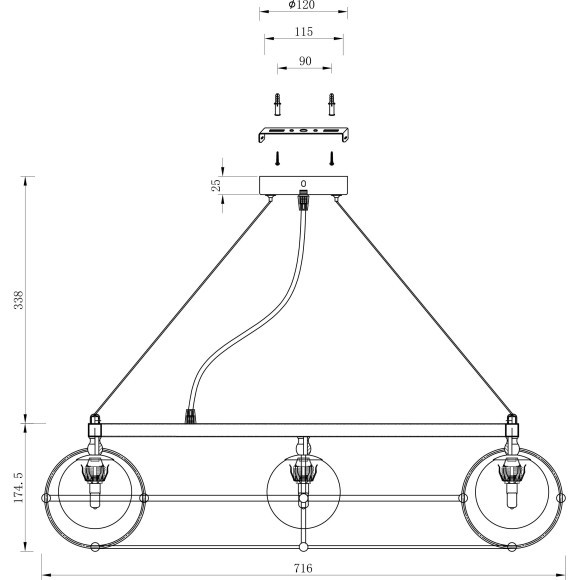 Подвесной светильник Maytoni MOD312PL-10GCH Carcass под лампы 10xG9 40W