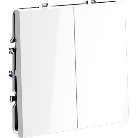 VLS020601 Выключатель с самовозвратом (звонковый) двухклавишный встраиваемый белого глянцевого цвета 10А (2200 Ватт) VOLTUM S70 (белый глянцевый)