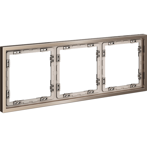 VLSM120310 Металлическая рамка для розеток и выключателей платинового цвета VOLTUM серии S70 Metal на 3 поста (платина)