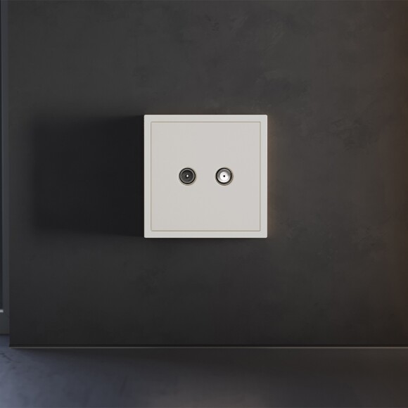 VLS001613 Накладка для розетки телевизионной оконечной TV+SAT (Телевизионный + Спутниковый) бежевого цвета VOLTUM S70 (хлопок)