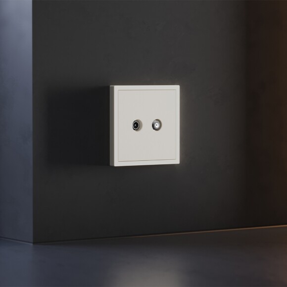 VLS001613 Накладка для розетки телевизионной оконечной TV+SAT (Телевизионный + Спутниковый) бежевого цвета VOLTUM S70 (хлопок)