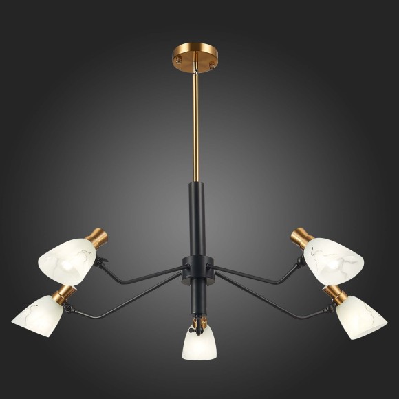 SLE205403-05 Светильник подвесной Черный, Латунь/Белый E14 5*60W LITA