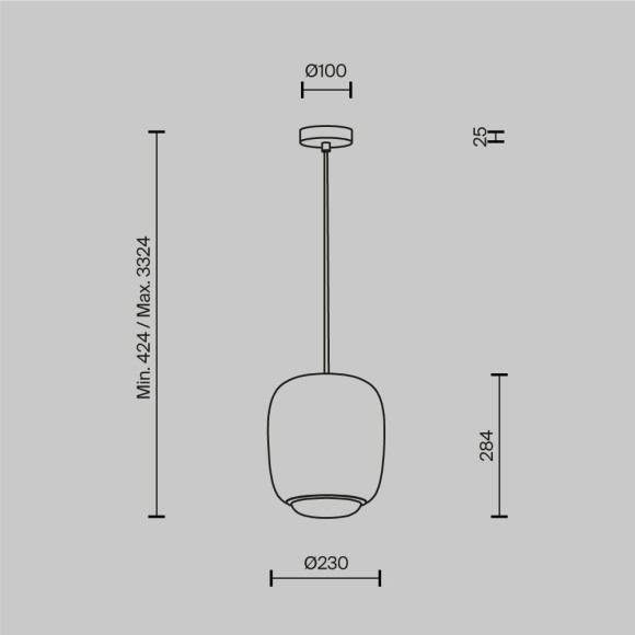 MOD466PL-L12GR3K Подвесной светодиодный светильник с серым металлическим плафоном, 12Вт, 180°, CRI90, 3000К, 1100Лм Maytoni Brio