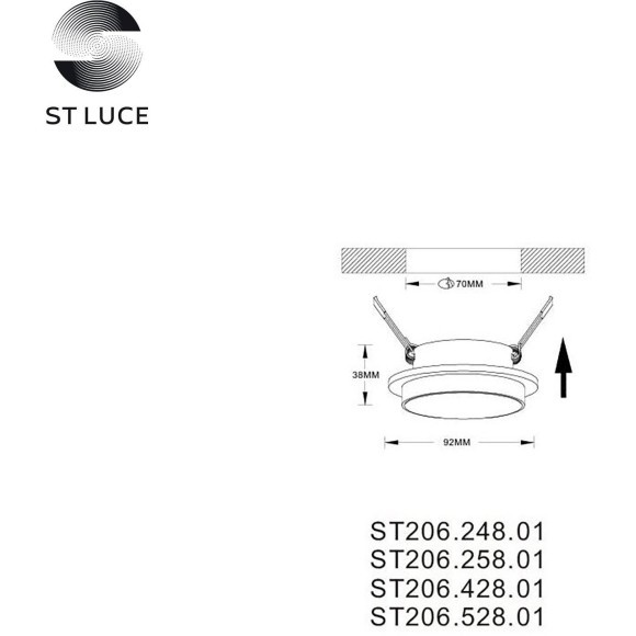 ST206.528.01 Св-к встр. Белый GU10 1*50W  IP20 D92xH38 220V Без ламп Встраиваемые светильники