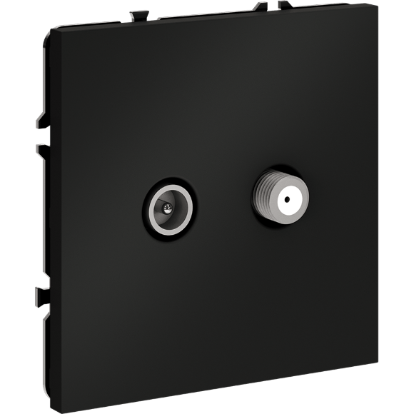 VLS060408 Розетка телевизионная оконечная для кабелей RG 6 - SAT 50 - SAT 703 - DG 113 (TV+SAT) (Телевизионный + Спутниковый) черного матового цвета VOLTUM S70 (черный матовый)