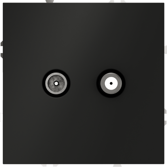 VLS060408 Розетка телевизионная оконечная для кабелей RG 6 - SAT 50 - SAT 703 - DG 113 (TV+SAT) (Телевизионный + Спутниковый) черного матового цвета VOLTUM S70 (черный матовый)