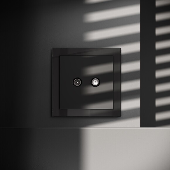 VLS060408 Розетка телевизионная оконечная для кабелей RG 6 - SAT 50 - SAT 703 - DG 113 (TV+SAT) (Телевизионный + Спутниковый) черного матового цвета VOLTUM S70 (черный матовый)