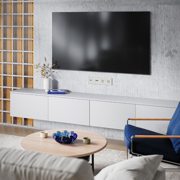 VLS002713 Накладка для розетки TV+RJ45 (CAT5-CAT6 + RG6 или РК 75-4,8-31 бежевого цвета VOLTUM S70 (хлопок)