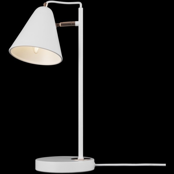 Белая настольная лампа с металлическим поворотным плафоном под лампу Е14 Freya Falke FR8001TL-01WG