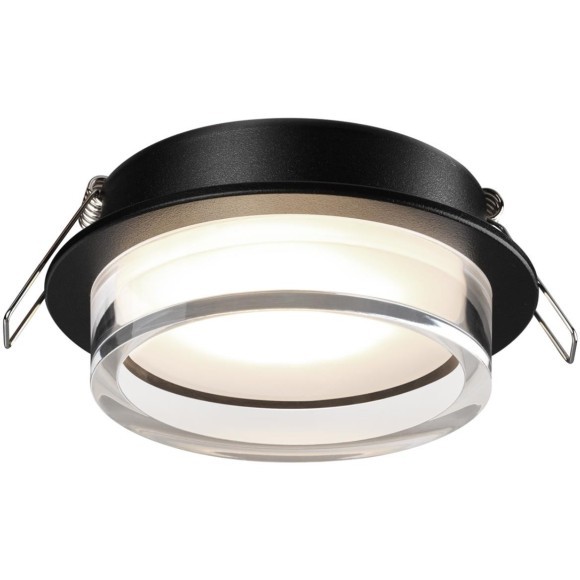 371026 Черный круглый встраиваемый светильник с акриловым кольцом под лампу GX53 макс 12Вт 220-240V IP20 Novotech GEM