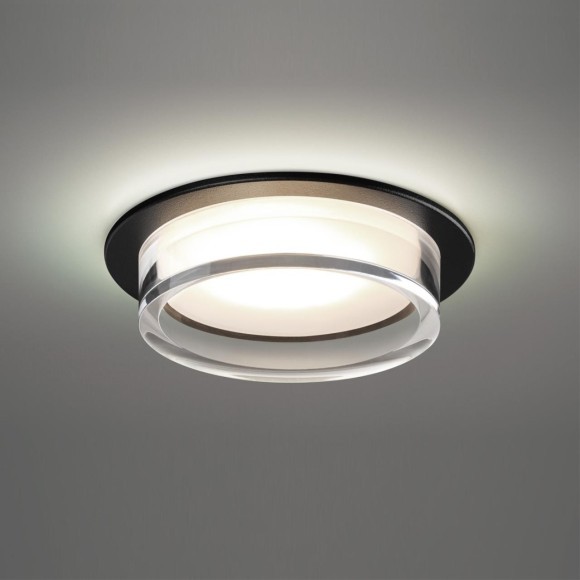 371026 Черный круглый встраиваемый светильник с акриловым кольцом под лампу GX53 макс 12Вт 220-240V IP20 Novotech GEM