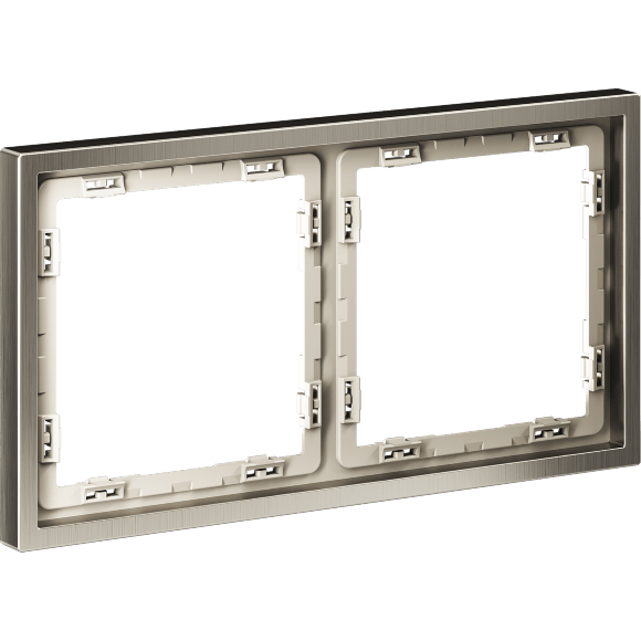 VLSM120211 Металлическая рамка для розеток и выключателей никелевого цвета VOLTUM серии S70 Metal на 2 поста (никель)
