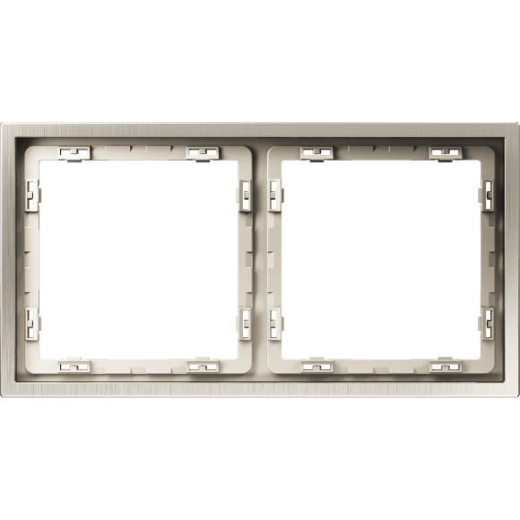 VLSM120211 Металлическая рамка для розеток и выключателей никелевого цвета VOLTUM серии S70 Metal на 2 поста (никель)