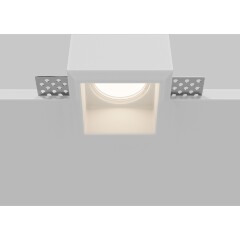 Maytoni Gyps DL131-GU10-01-W Встраиваемый белый "безрамочный" гипсовый светильник под покраску вместе с потолком, квадратный скос внутрь, лампа GU10, IP20, 220В, врезное 80×80 мм, высота встр. от 55 мм (при исп. LED модуля вместо лампы)