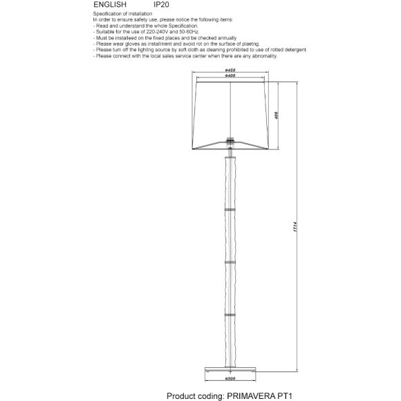 Торшер Crystal Lux PRIMAVERA PT1 CHROME