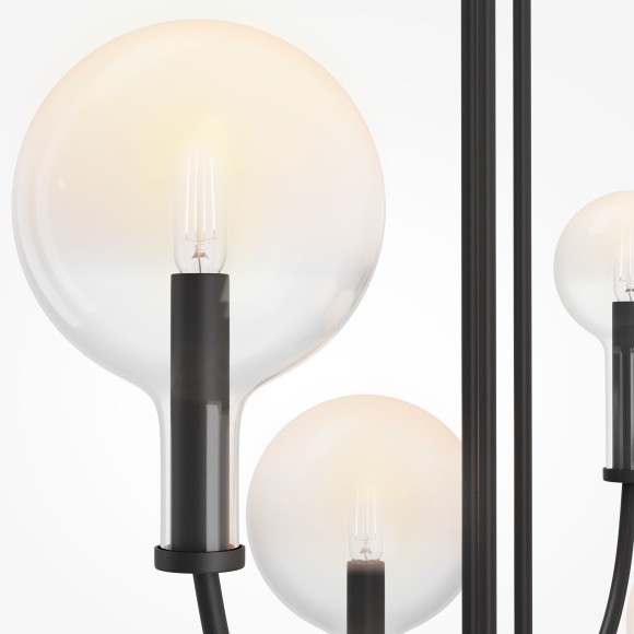 Люстра на штанге с черным основанием и прозрачными плафонами, 6 ламп E14 Maytoni Status MOD333PL-06B Люстра на штанге с черным основанием и прозрачными плафонами, 6 ламп E14 Maytoni Status MOD333PL-06B