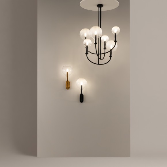 Люстра на штанге с черным основанием и прозрачными плафонами, 6 ламп E14 Maytoni Status MOD333PL-06B Люстра на штанге с черным основанием и прозрачными плафонами, 6 ламп E14 Maytoni Status MOD333PL-06B