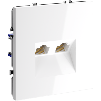 VLS060201 Розетка компьютерная двойная RJ45+RJ45 категории 6Е (для проводов CAT5-CAT6 до 10 Гбит/сек) белого глянцевого цвета VOLTUM S70 (белый глянцевый)