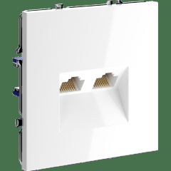 VLS060201 Розетка компьютерная двойная RJ45+RJ45 категории 6Е (для проводов CAT5-CAT6 до 10 Гбит/сек) белого глянцевого цвета VOLTUM S70 (белый глянцевый)