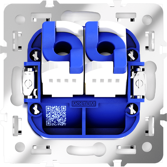 VLS060201 Розетка компьютерная двойная RJ45+RJ45 категории 6Е (для проводов CAT5-CAT6 до 10 Гбит/сек) белого глянцевого цвета VOLTUM S70 (белый глянцевый)