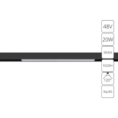 A4673PL-1BK Трековый магнитный светодиодный светильник Arte Lamp Linea 2.0 CRI90+ 3000К 1020Лм 120° 20Вт