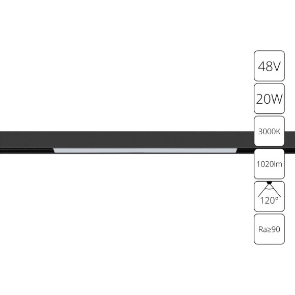 A4673PL-1BK Трековый магнитный светодиодный светильник Arte Lamp Linea 2.0 CRI90+ 3000К 1020Лм 120° 20Вт