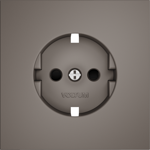 VLS000714 Накладка для розетки с заземлением и защитными шторками коричневого цвета VOLTUM S70 (купучино)