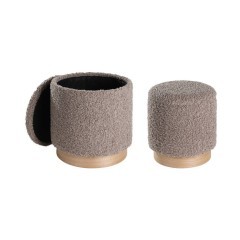 424141 MASHIKE Пуф (комплект из 2шт.), H420, Ø385, полиэстер, коричневый/деревянный шпон