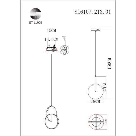 SL6107.213.01 Светильник подвесной ST-Luce Золотистый/Белый Золотистый LED 1*12W 3000K Eclisse