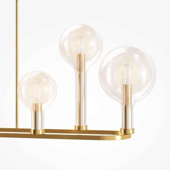 Латунная люстра на штангах (75-48см) с прозрачными плафонами, 6 ламп E14 Maytoni Status MOD333PL-06BS1