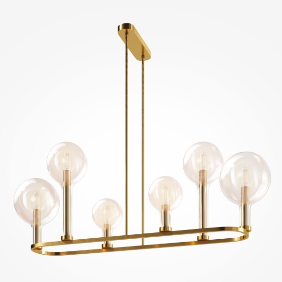 Латунная люстра на штангах (75-48см) с прозрачными плафонами, 6 ламп E14 Maytoni Status MOD333PL-06BS1