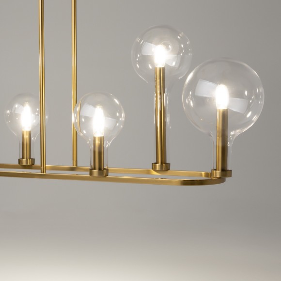 Латунная люстра на штангах (75-48см) с прозрачными плафонами, 6 ламп E14 Maytoni Status MOD333PL-06BS1