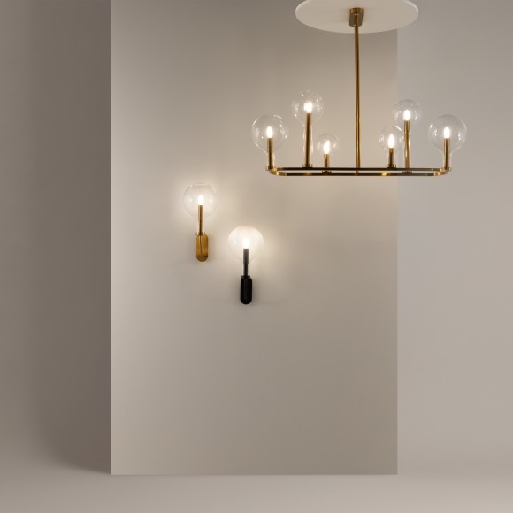 Латунная люстра на штангах (75-48см) с прозрачными плафонами, 6 ламп E14 Maytoni Status MOD333PL-06BS1