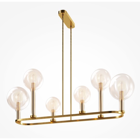 Латунная люстра на штангах (75-48см) с прозрачными плафонами, 6 ламп E14 Maytoni Status MOD333PL-06BS1