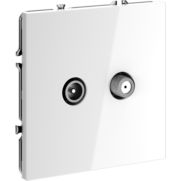 VLS060401 Розетка телевизионная оконечная для кабелей RG 6 - SAT 50 - SAT 703 - DG 113 (TV+SAT) (Телевизионный + Спутниковый) белого глянцевого цвета VOLTUM S70 (белый глянцевый)