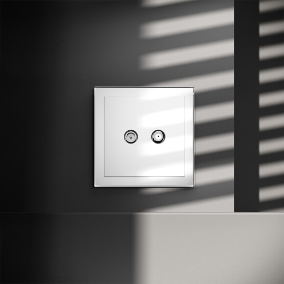 VLS060401 Розетка телевизионная оконечная для кабелей RG 6 - SAT 50 - SAT 703 - DG 113 (TV+SAT) (Телевизионный + Спутниковый) белого глянцевого цвета VOLTUM S70 (белый глянцевый)