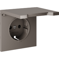 VLS000814 Накладка для розетки с заземлением, защитными шторками и защитной крышкой коричневого цвета VOLTUM S70 (купучино)