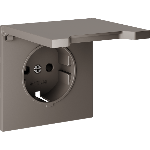 VLS000814 Накладка для розетки с заземлением, защитными шторками и защитной крышкой коричневого цвета VOLTUM S70 (купучино) VLS000814 Накладка для розетки с заземлением, защитными шторками и защитной крышкой коричневого цвета VOLTUM S70 (купучино)