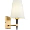 Настенный светильник (бра) Maytoni Zaragoza H001WL-01BS с лампой E14 макс. 40Вт, металл латунь, белый текстильный абажур, классический интерьерный светильник, мягкий рассеянный свет, без выключателя