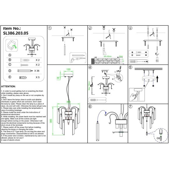 SL386.203.05 Люстра подвесная ST-Luce Золотистый/Золотистый, Прозрачный G9 5*5W OSOLETO