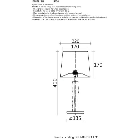 Настольная лампа Crystal Lux PRIMAVERA LG1 CHROME