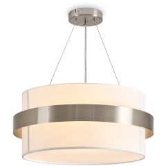 Люстра никель подвесная с тканевым плафоном и лампами тремя E14 Freya Bride FR5367PL-03N