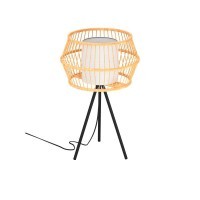 390235 MONTERROSO MONTERROSO Настольная лампа с цоколем E27, механический выключатель, дерево белый, металл черный