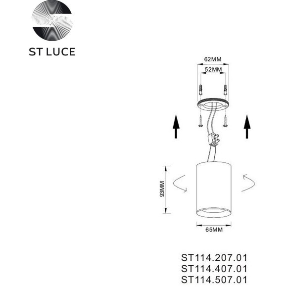ST114.507.01 Светильник потолочный Белый GU10 1*50W IP20 L65xW65xH93 220V Без ламп Накладные светильники ST114.507.01 Светильник потолочный Белый GU10 1*50W IP20 L65xW65xH93 220V Без ламп Накладные светильники