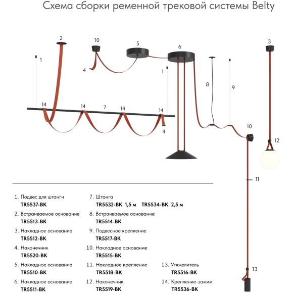 Торцевая заглушка 1шт для шинопровода-ремня Denkirs Belty TR5520-BK